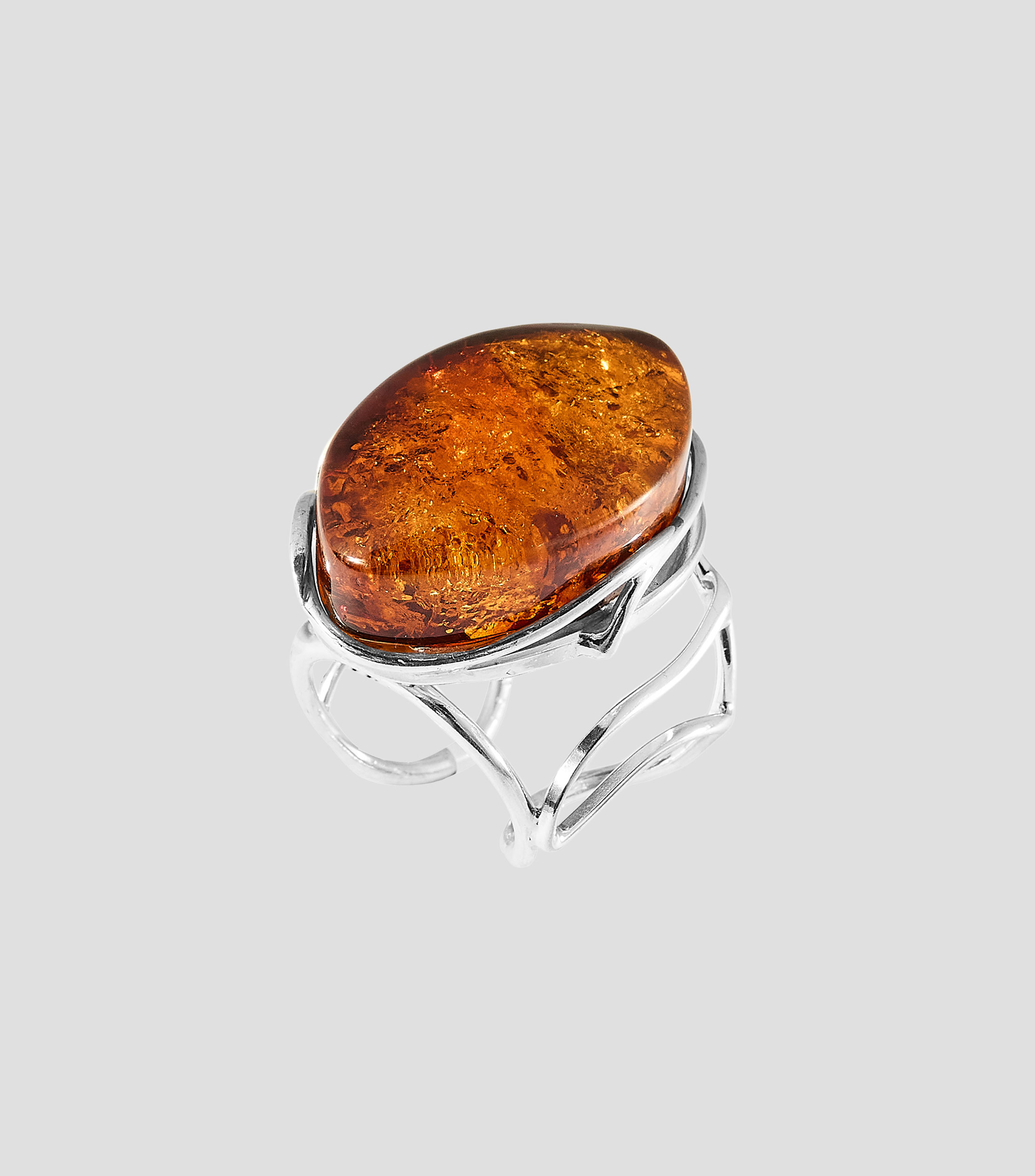 Anillo abierto en Plata .925 con ámbar báltico Mujer